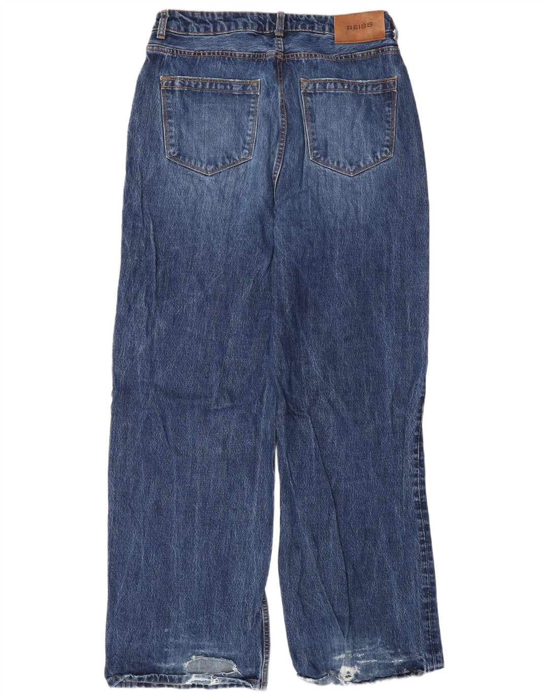 Reiss Herre Distressed Wide Leg Jeans W30 L33 Blue Viscose