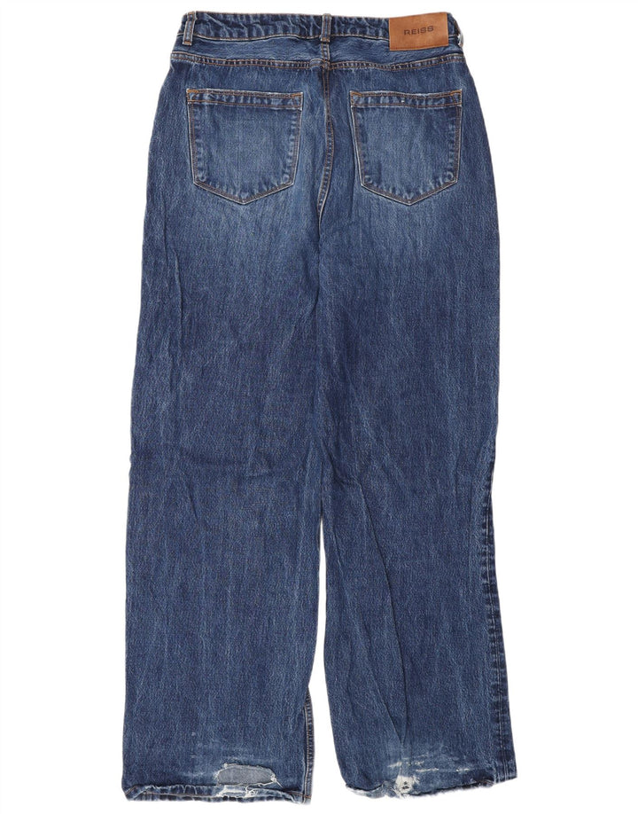 Reiss Herre Distressed Wide Leg Jeans W30 L33 Blue Viscose
