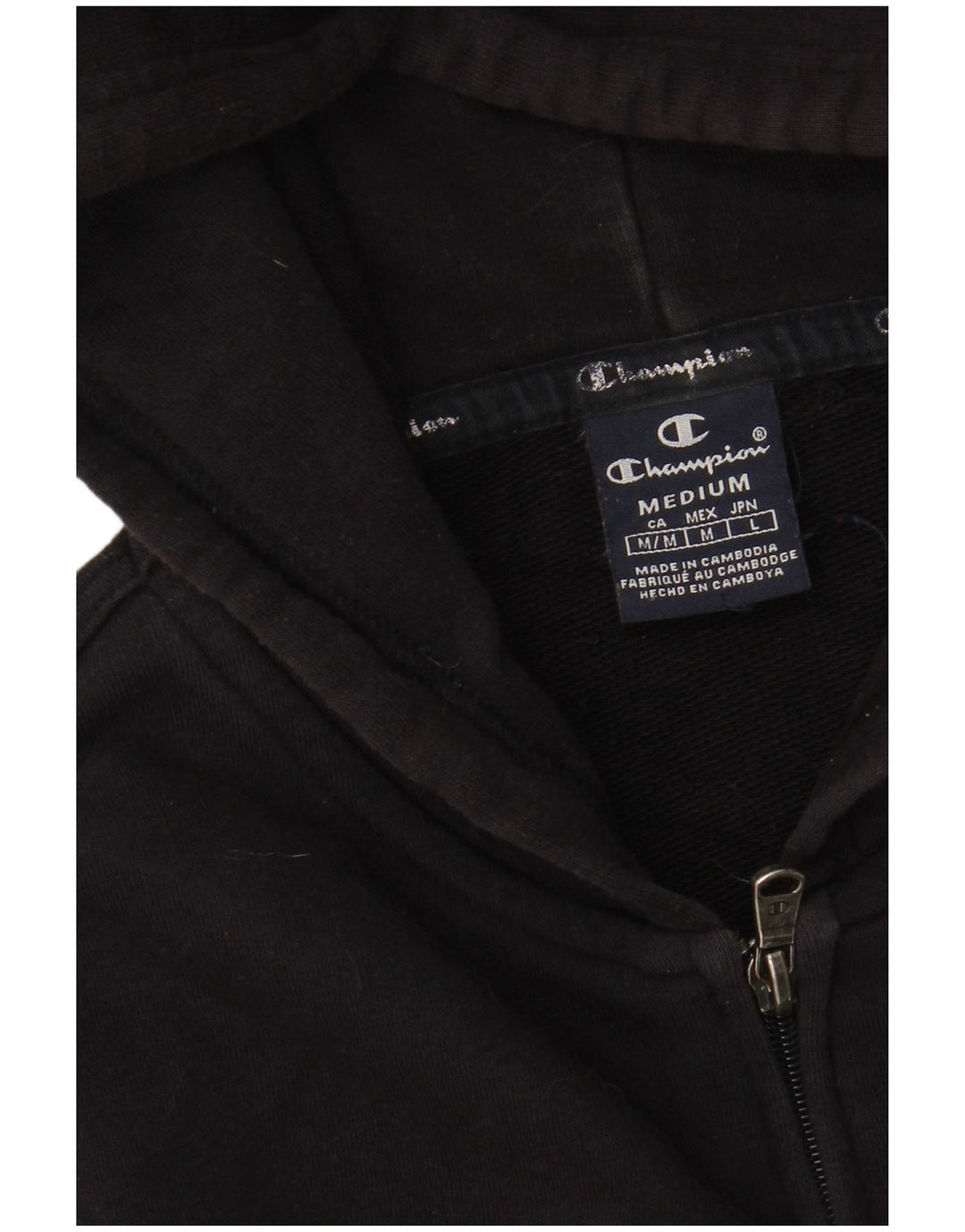 CHAMPION Mens Graphic Zip Hoodie Sweater Medium Black