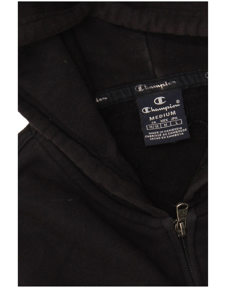 CHAMPION Mens Graphic Zip Hoodie Sweater Medium Black