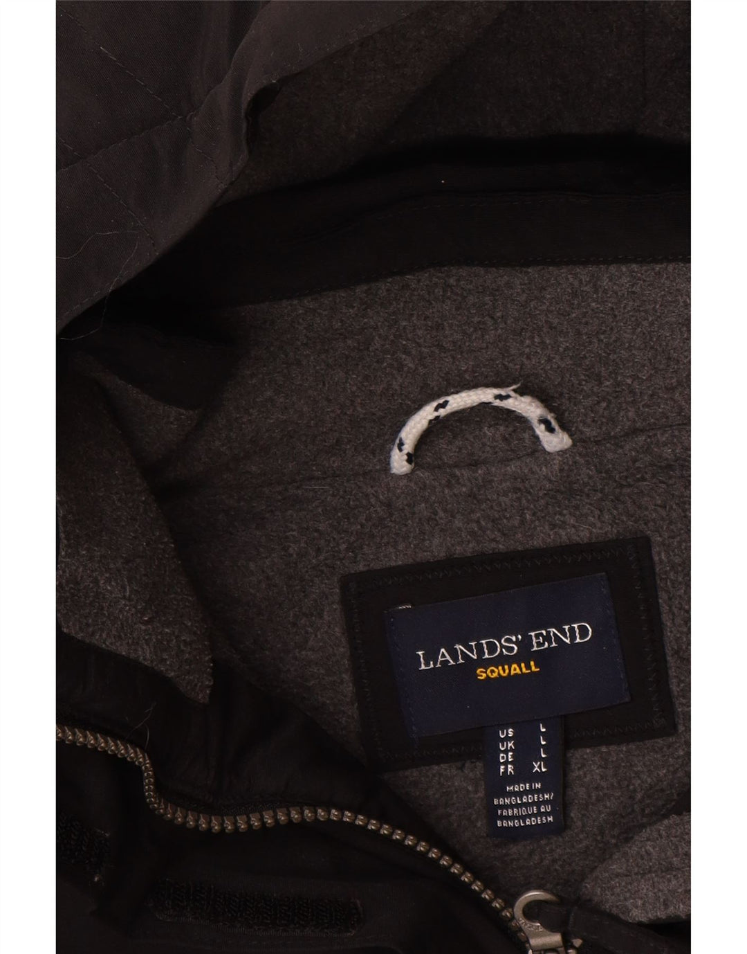 Lands End Dame Hooded Windbreaker Coat UK 16 Large Black Nylon