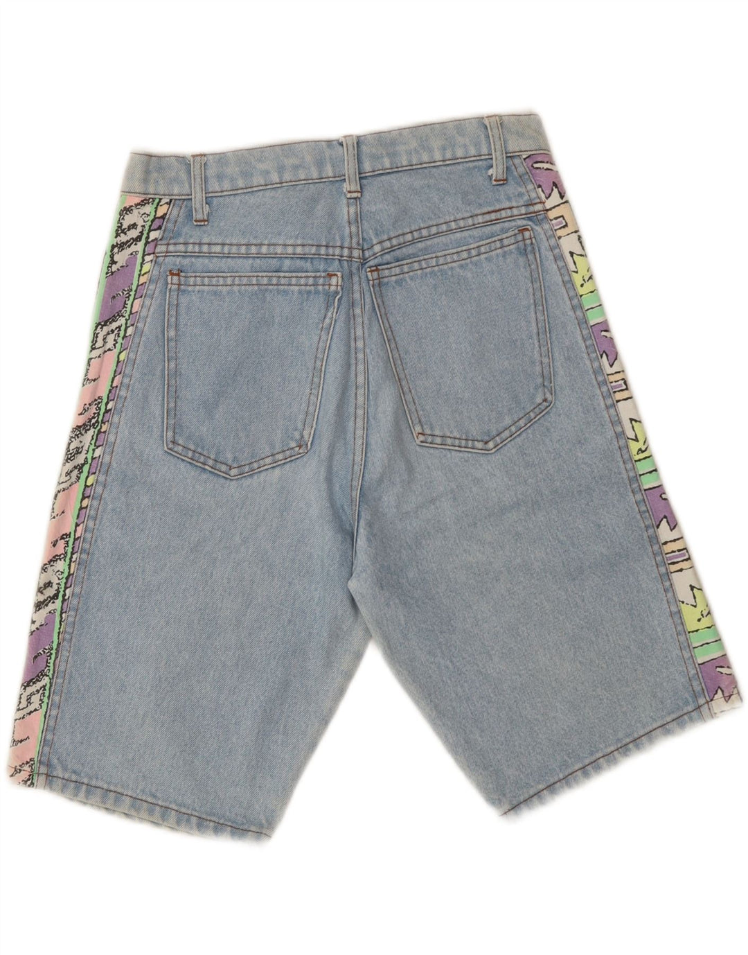 VINTAGE Womens Denim Shorts IT 44 Medium W28 Blue Geometric Cotton