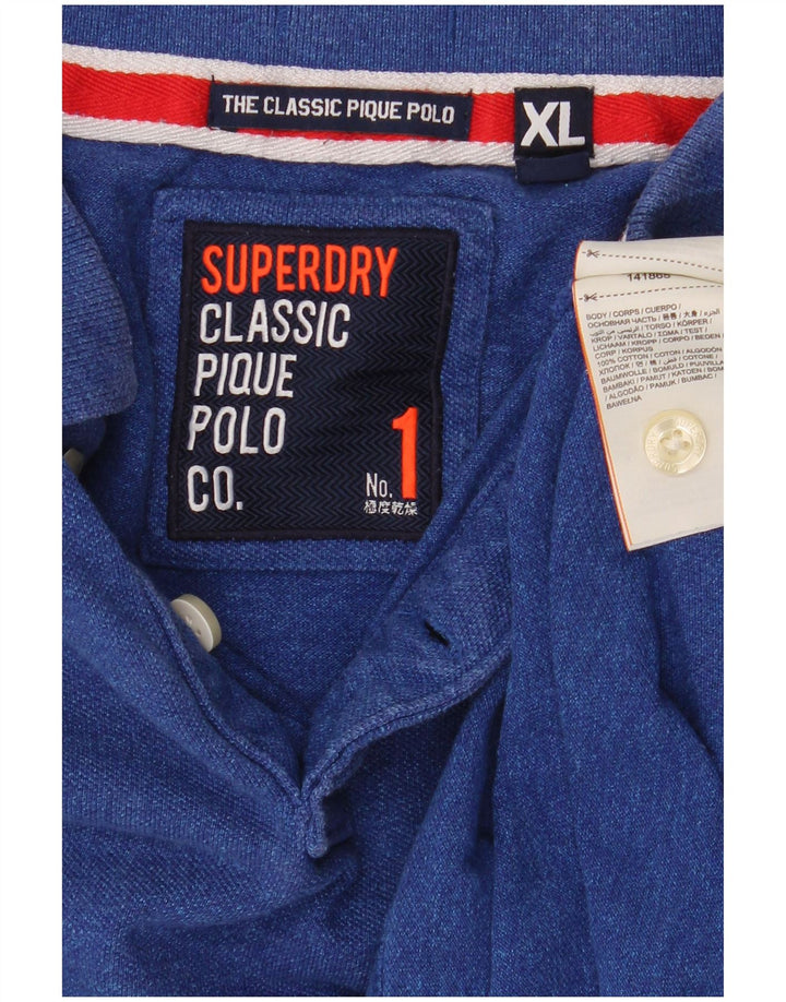 Superdry herre poloshirt XL blå bomuld