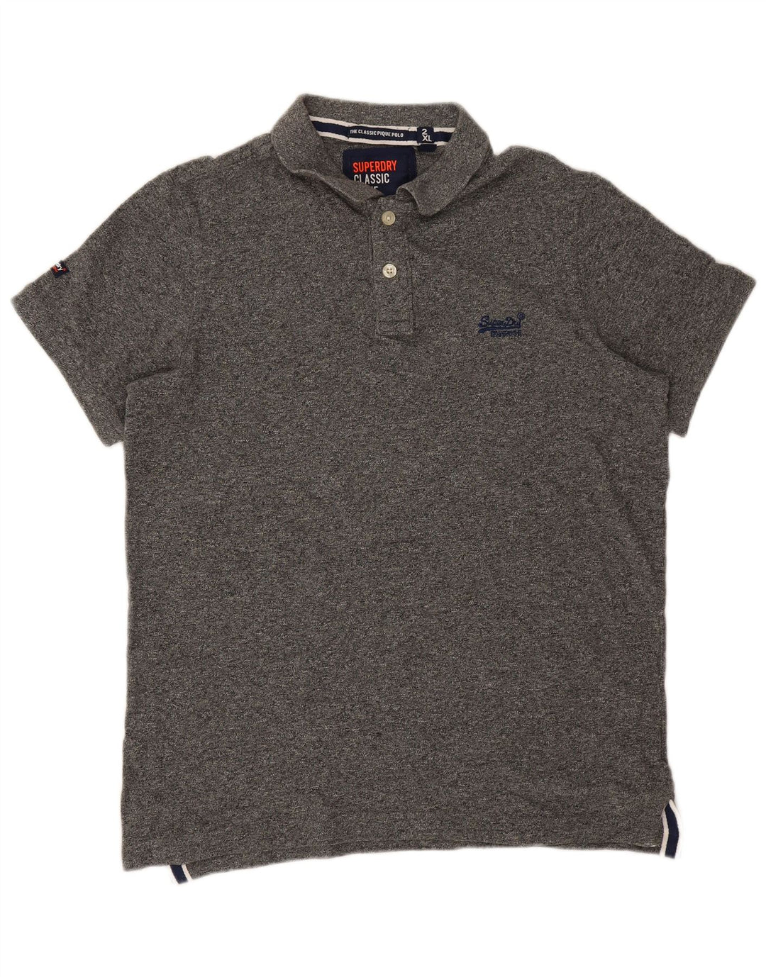 Superdry Mens Polo Shirt 2XL Grey Flecked Cotton