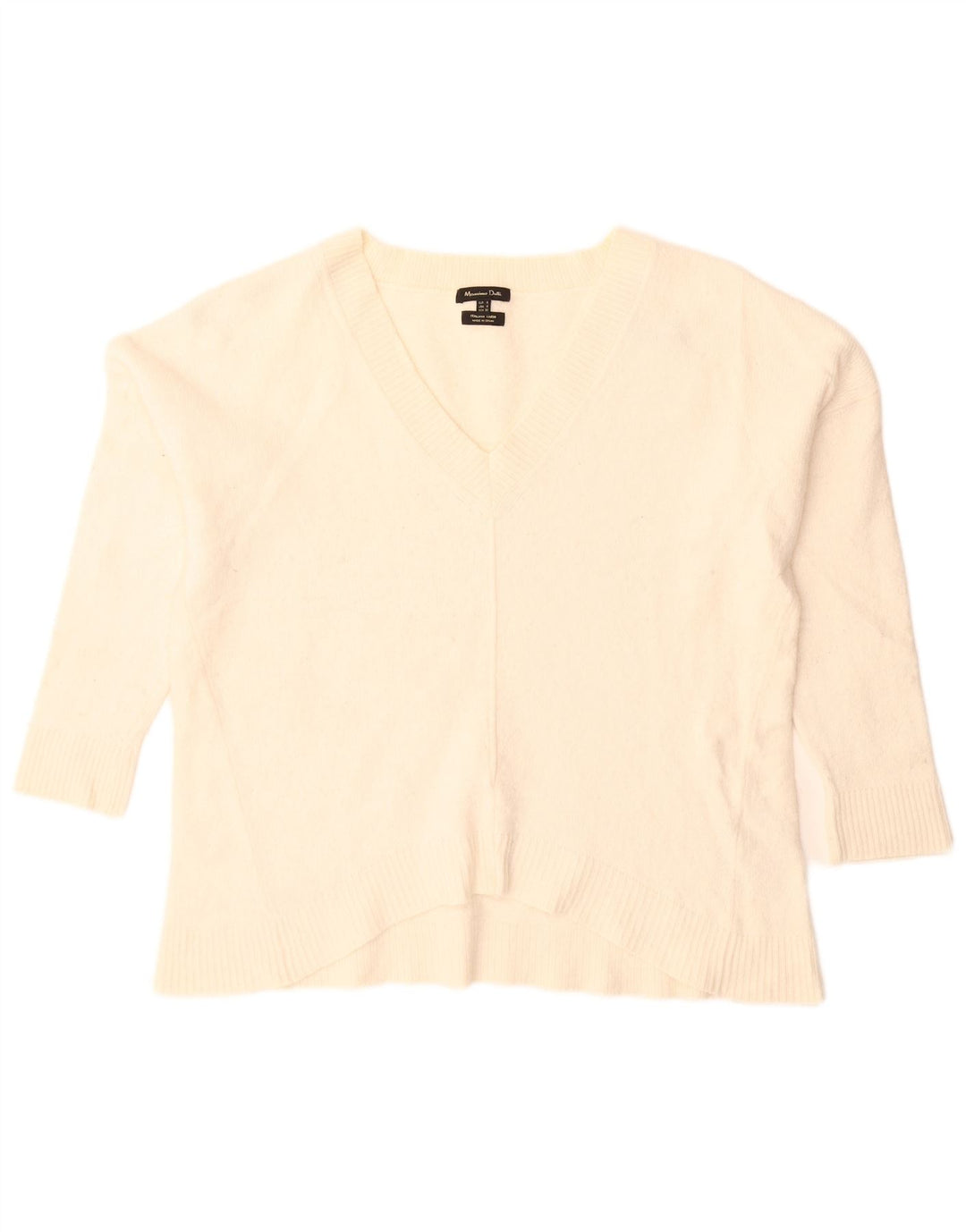Massimo Dutti Dame Oversized V-hals sweater UK 10 Small Off White