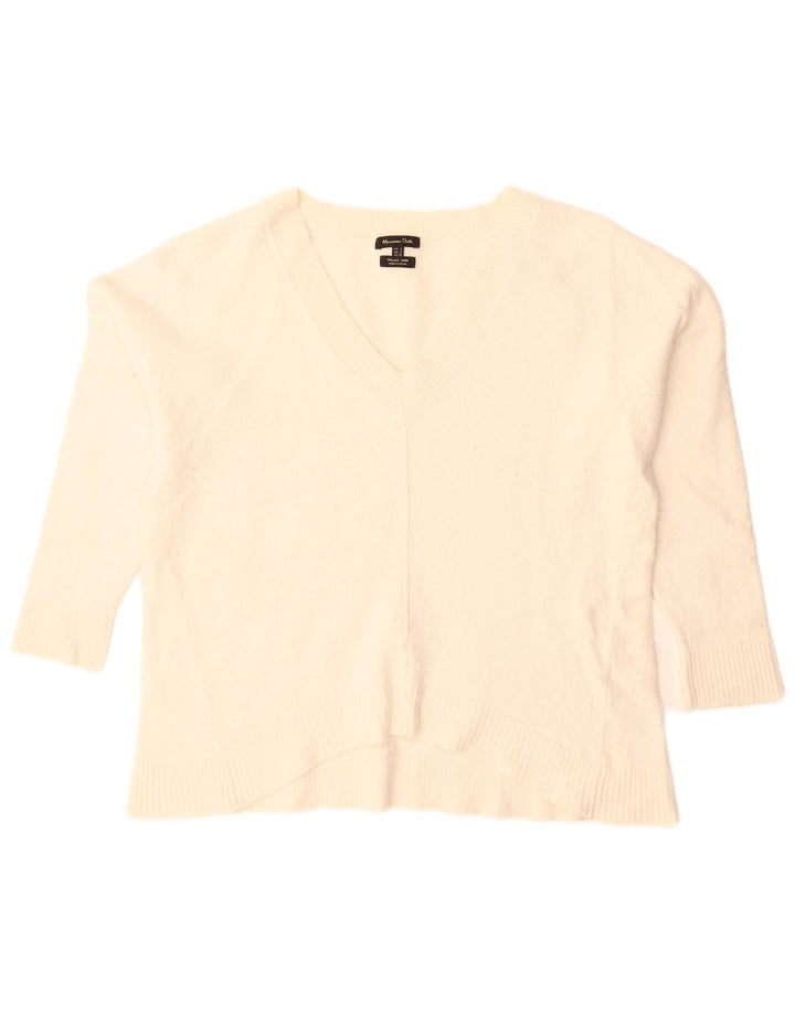 Massimo Dutti Dame Oversized V-hals sweater UK 10 Small Off White