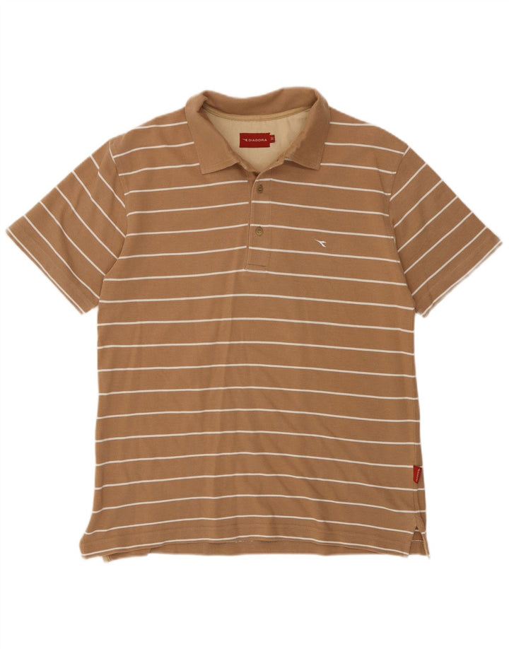 Diadora herre poloshirt Medium beige stribet bomuld