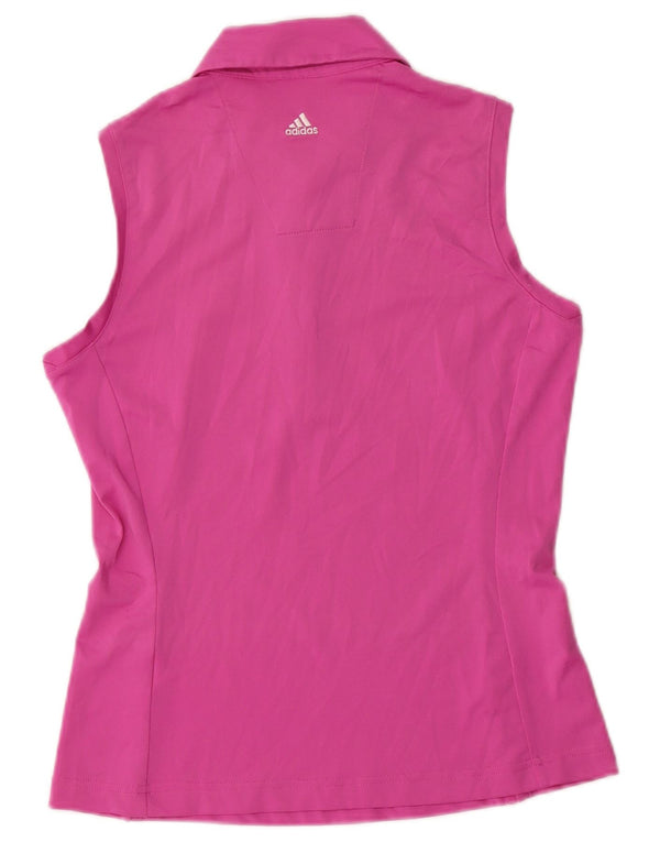 Adidas Dame Climalite ærmeløs polo shirt UK 10 Small Pink