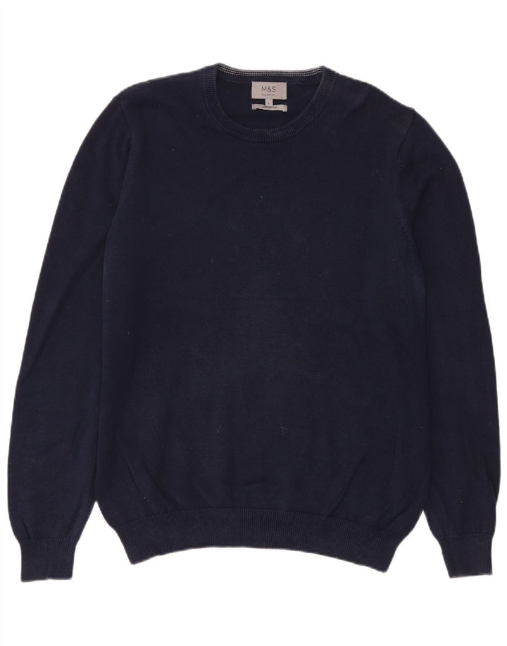 Marks & Spencer Herre sweater med rund hals, stor marineblå bomuld