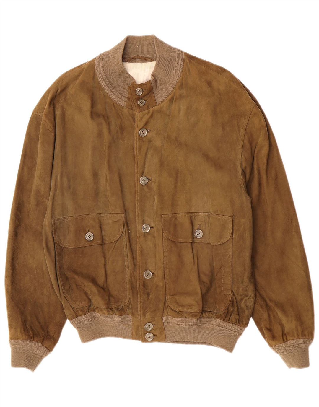 Vintage herre ruskind bomberjakke EU 50 Large Khaki Læder