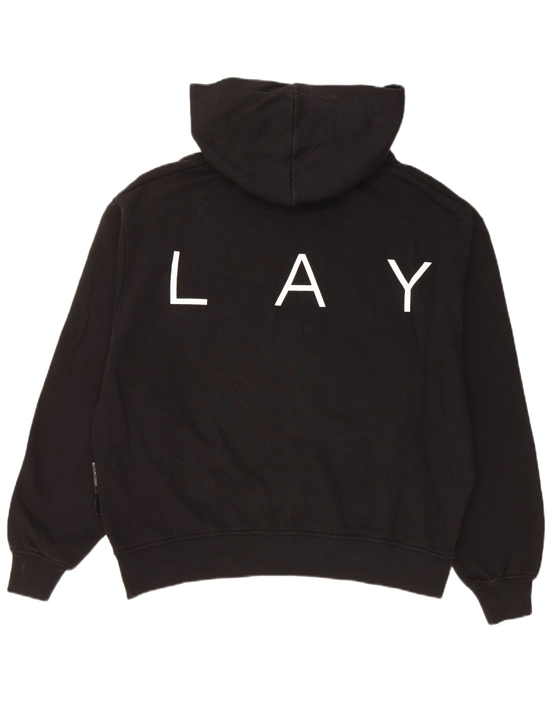 REPLAY Dame Oversized Grafisk Hoodie Jumper UK 10 Small Black Bomuld