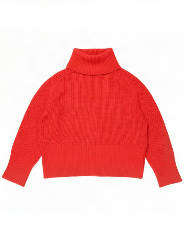 Zara Womens Oversized trøjetrøje med rullehals UK 14 Medium Rød Akryl