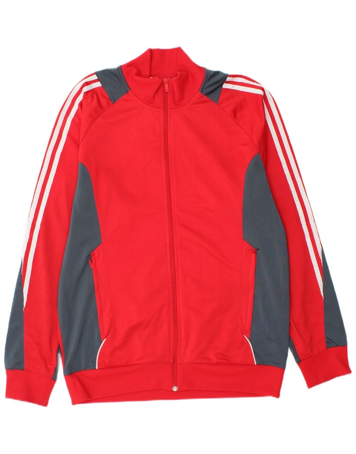 ADIDAS Træningsdragt til mænd, topjakke UK 42/44 Large Red Colourblock Polyester