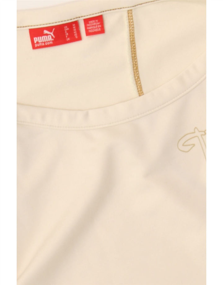 PUMA Womens Graphic T-Shirt Top UK 12 Medium  Off White Polyester Vintage Puma and Second-Hand Puma from Messina Hembry 