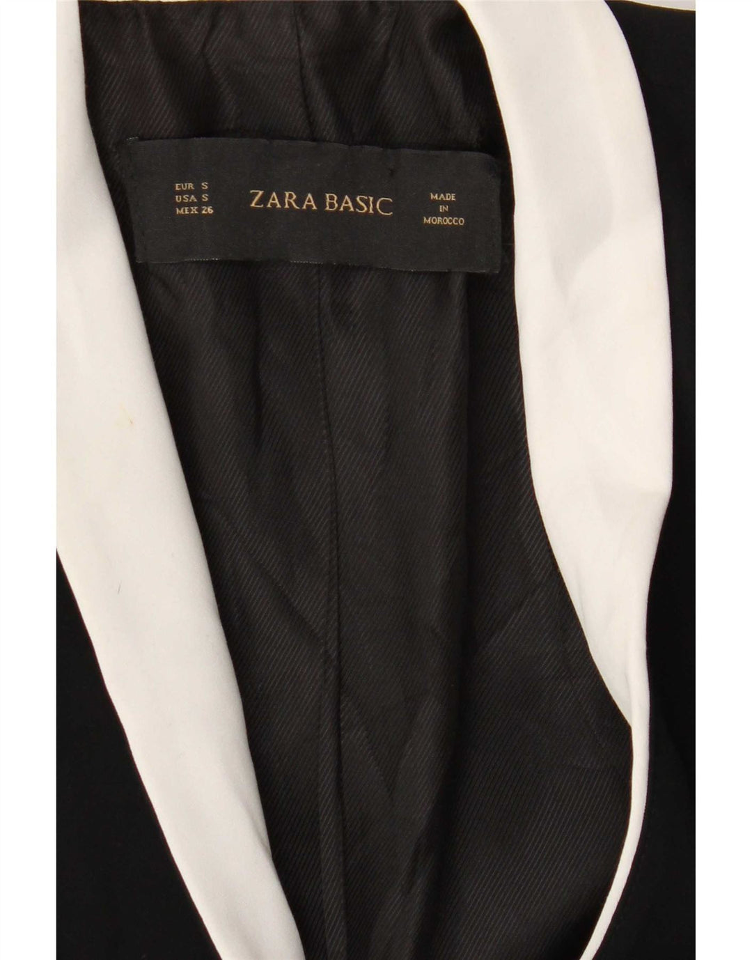 Zara Dame 1 Knap Blazer Jacket UK 10 Small Black Colourblock Polyester