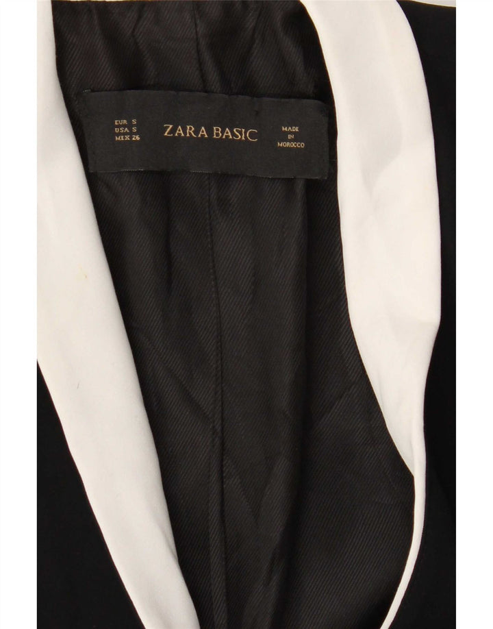 Zara Dame 1 Knap Blazer Jacket UK 10 Small Black Colourblock Polyester