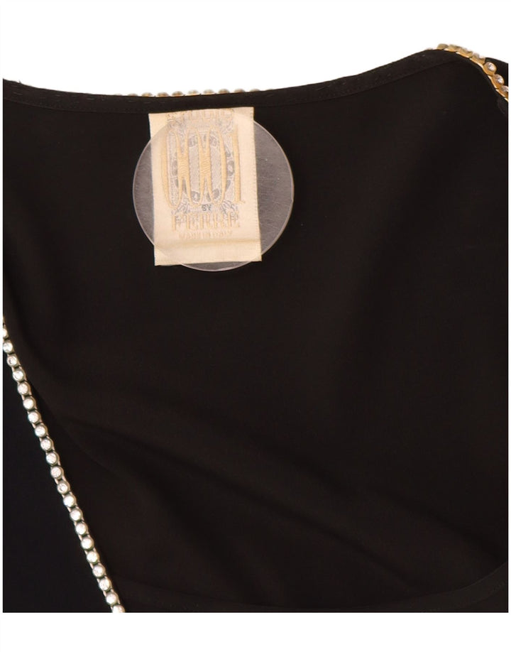 FERRE skjortebluse til kvinder UK 14 Medium Black Colourblock Acetate