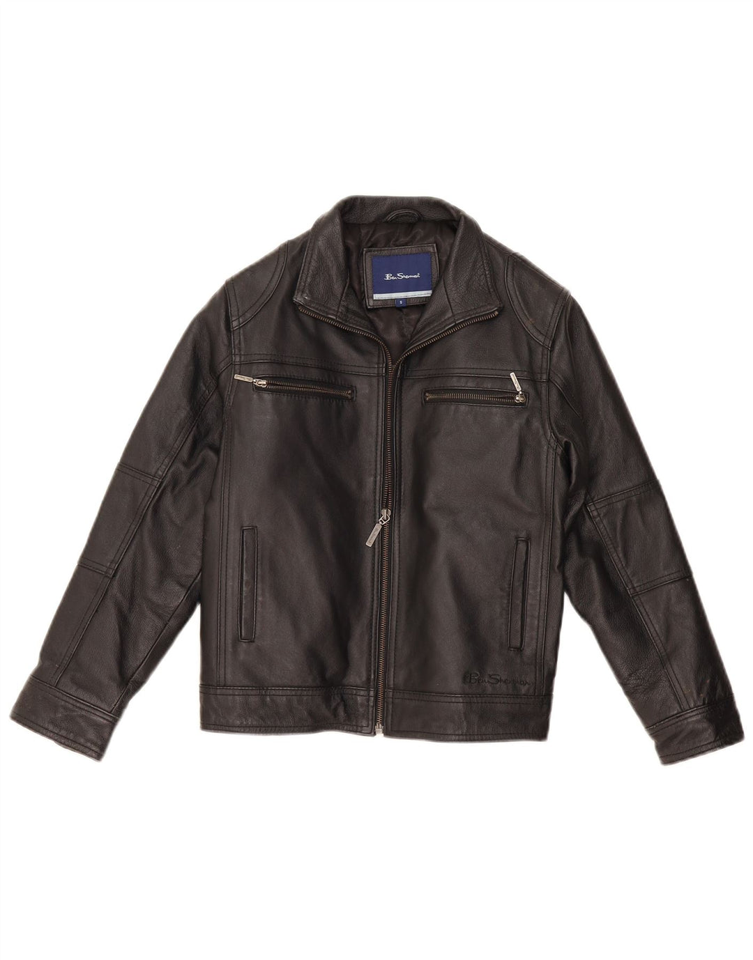 Ben Sherman drenge læderjakke 9-10 år Lille sort læder