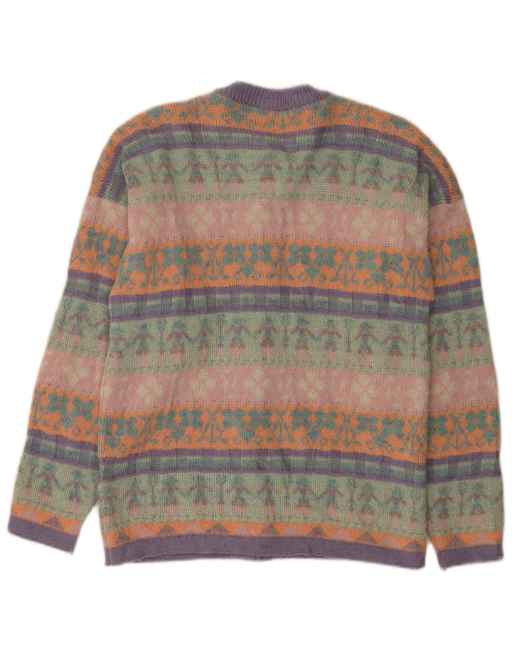 Vintage dame cardigan sweater UK 12 Medium Multicolored Fair Isle
