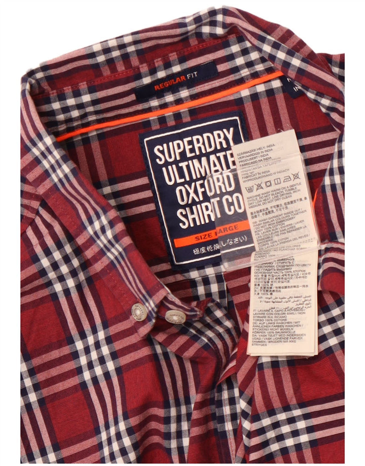 SUPERDRY Herre Regular Fit Skjorte Stor Bourgogne ternet bomuld