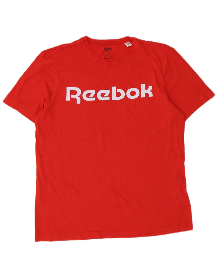 Reebok Herre Grafisk T-Shirt Top Stor Rød Bomuld