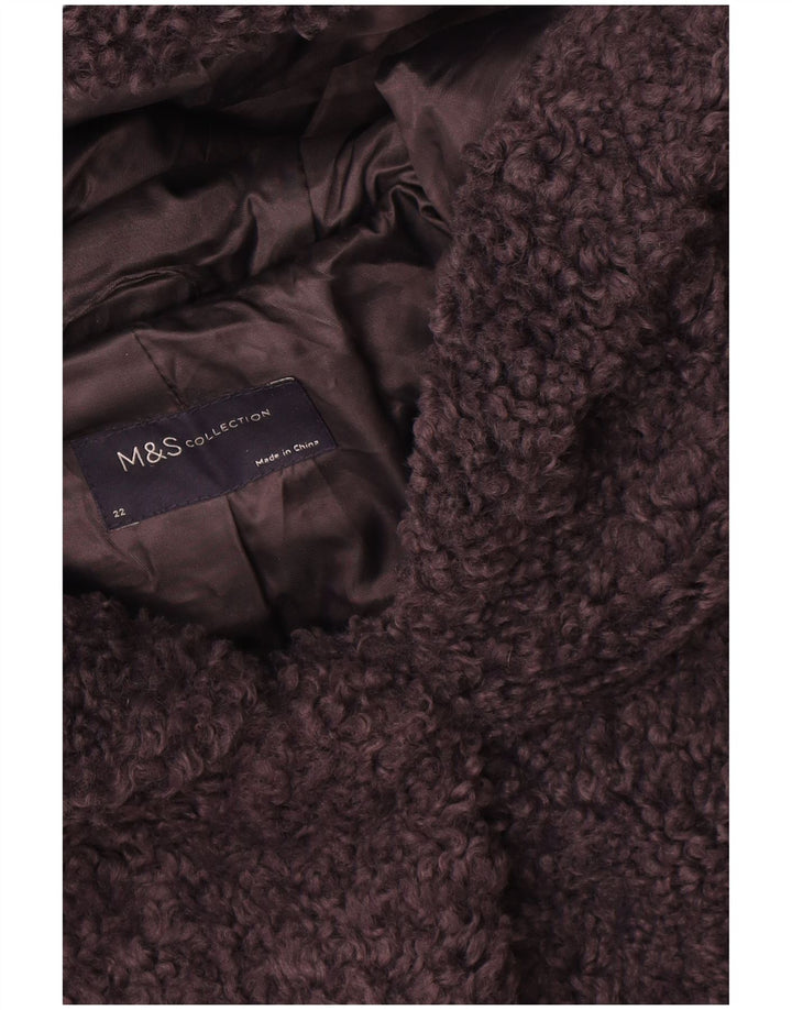 Marks & Spencer dame fleecejakke med hætte UK 22 3XL marineblå polyester