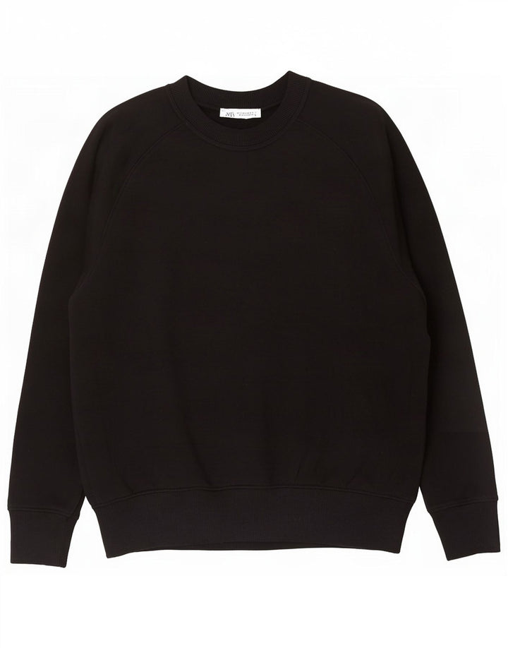 Zara Womens Oversized Sweatshirt Jumper UK 10 Small Black Bomuld