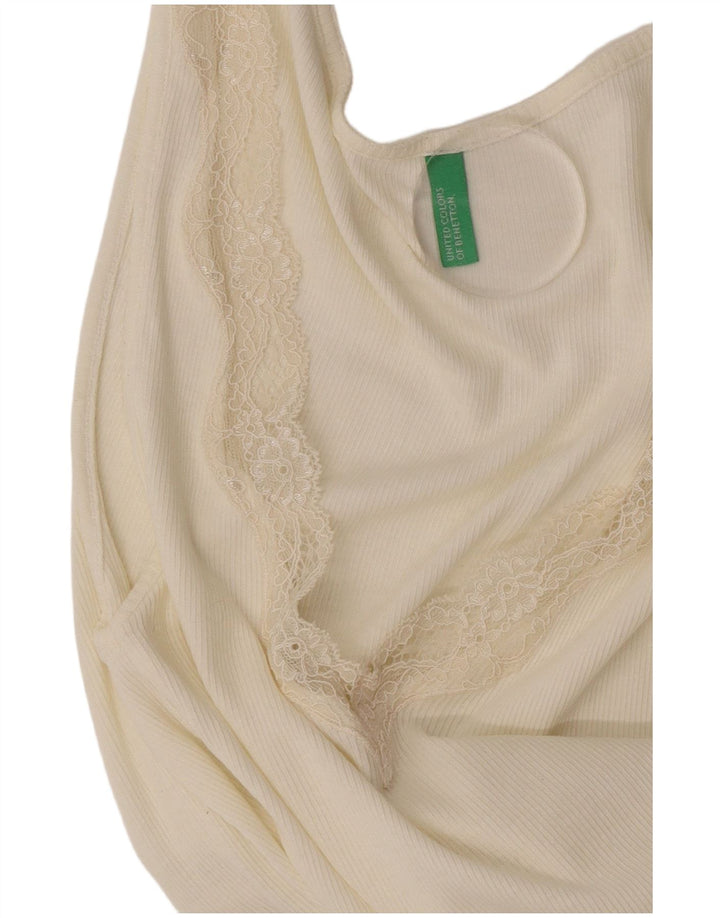 Benetton Dame ærmeløs bluse Top UK 12 Medium White