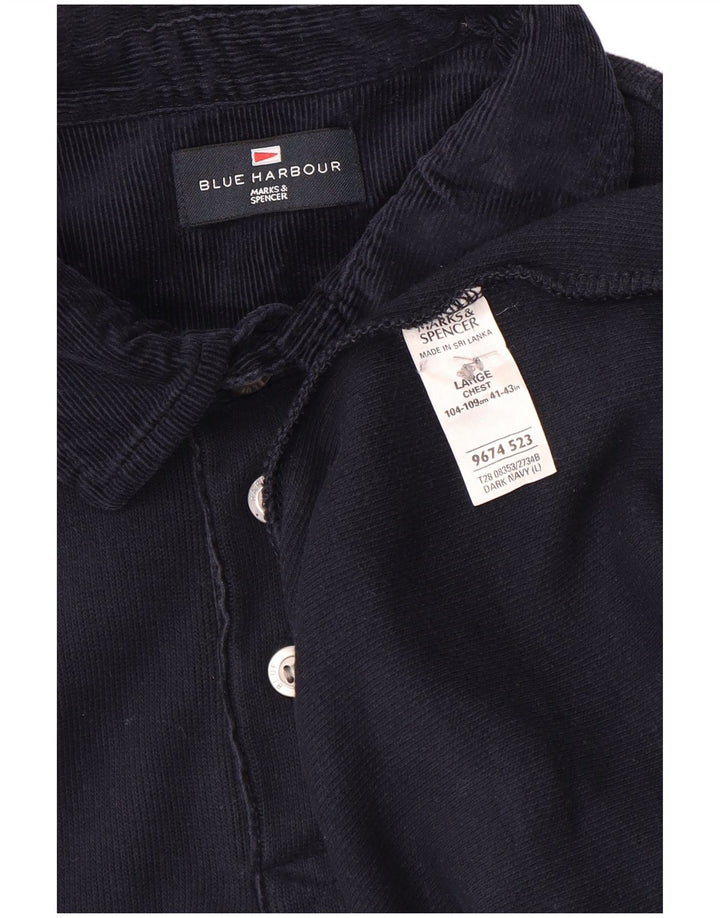 Marks & Spencer Herre Blue Harbor langærmet poloshirt Stor marineblå