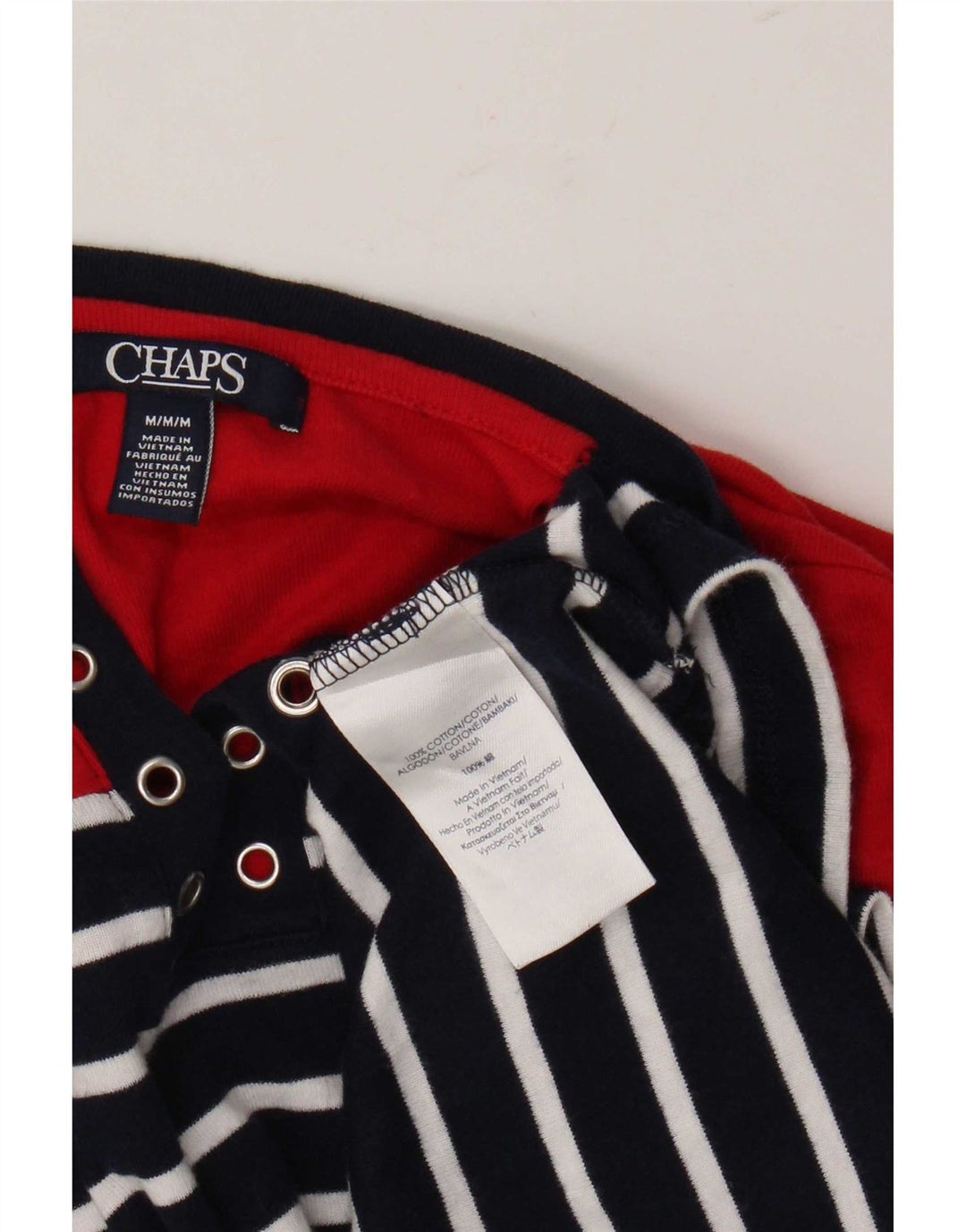 Chaps Dame T-Shirt Top UK 12 Mellem marineblå stribet bomuld