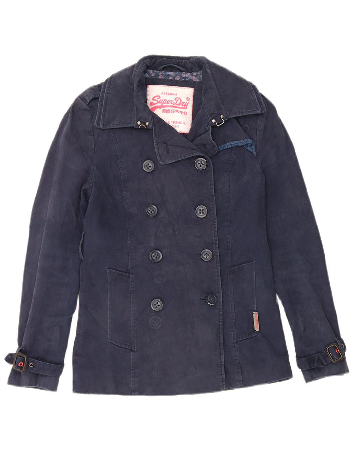Superdry Womens Pea Coat UK 6 XS marineblå bomuld