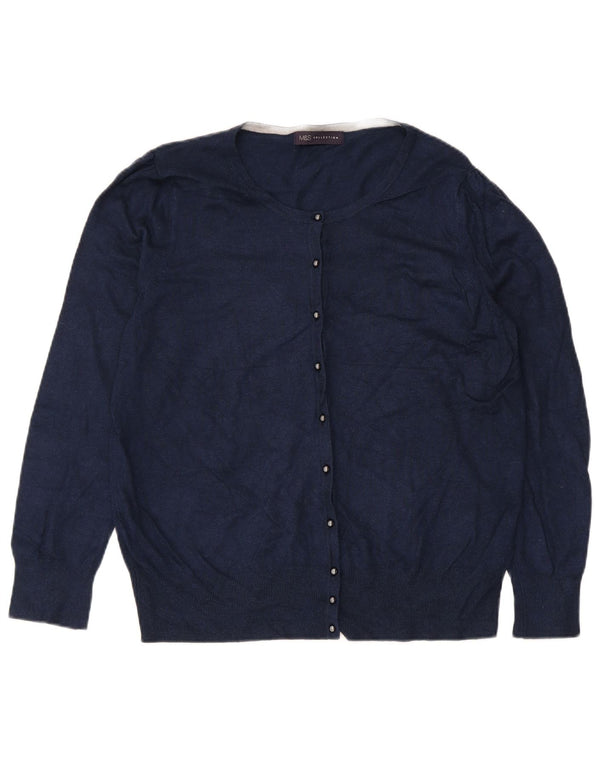 Marks & Spencer Dame Cardigan Sweater UK 18 XL Navy Blue Viscose