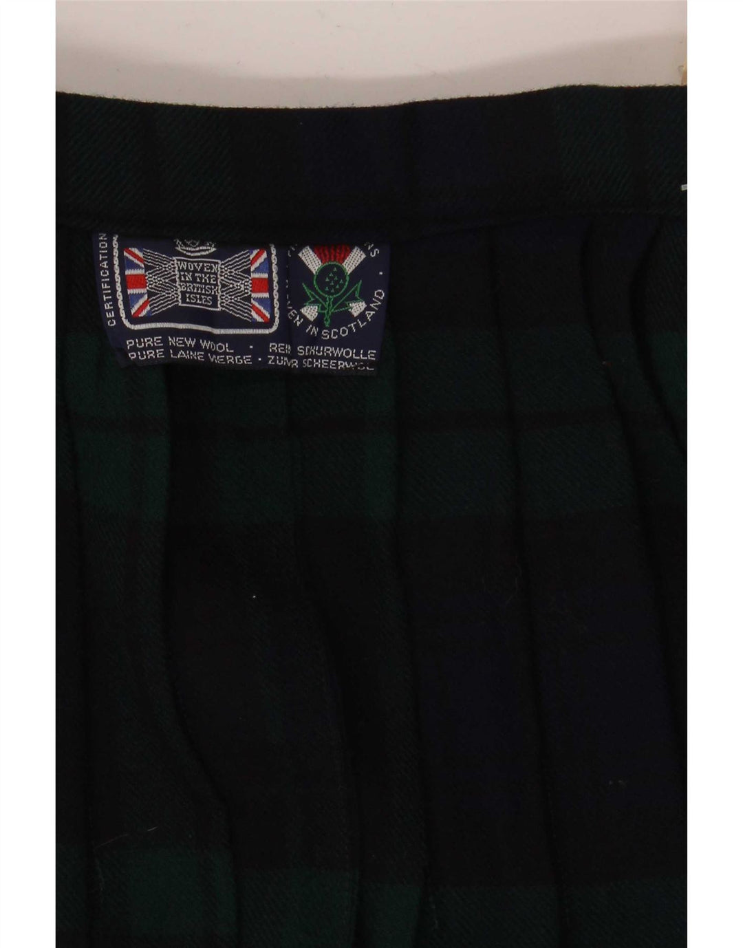 Vintage Kvinder Wrap Plisseret nederdel W28 Medium Navy Blue Plaid Ny Uld