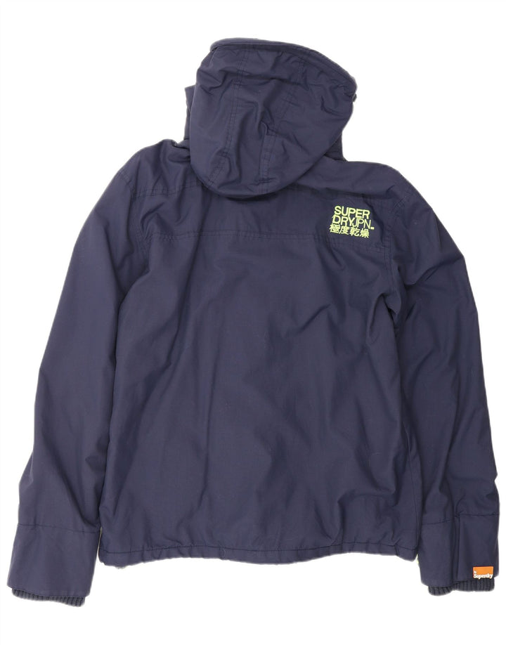 SUPERDRY Herre The Windcheater Regnjakke med hætte UK 42 XL marineblå nylon