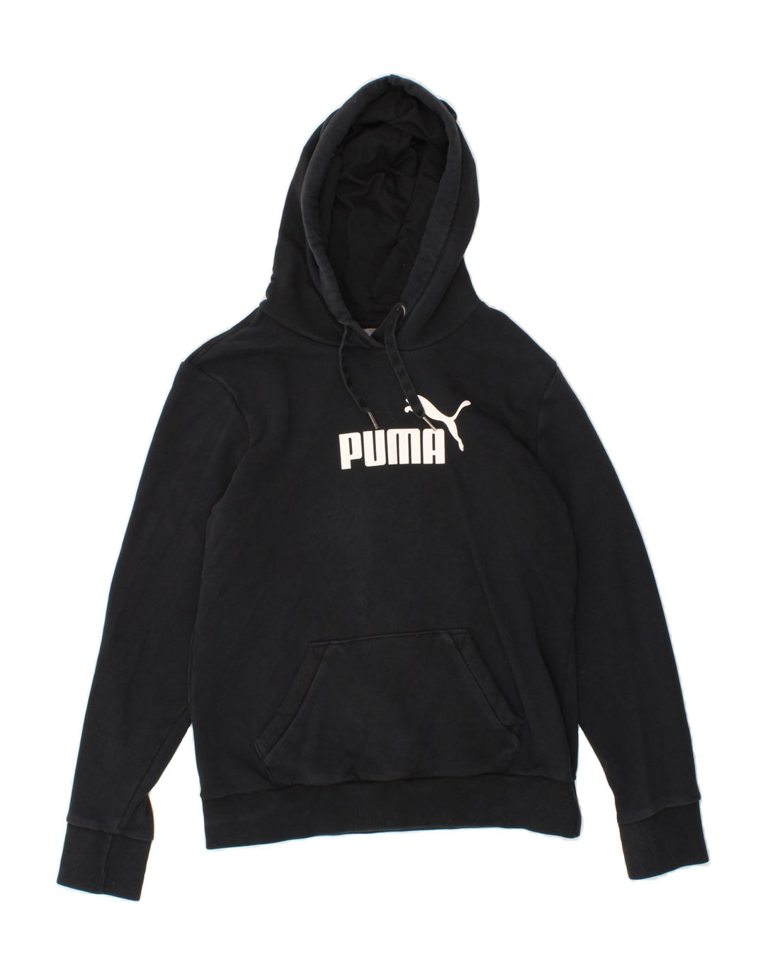 PUMA Womens Graphic Hoodie Jumper UK 14 Large Black Vintage Puma and Second-Hand Puma from Messina Hembry 
