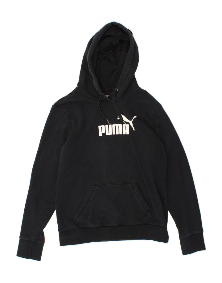 PUMA Womens Graphic Hoodie Jumper UK 14 Large Black Vintage Puma and Second-Hand Puma from Messina Hembry 