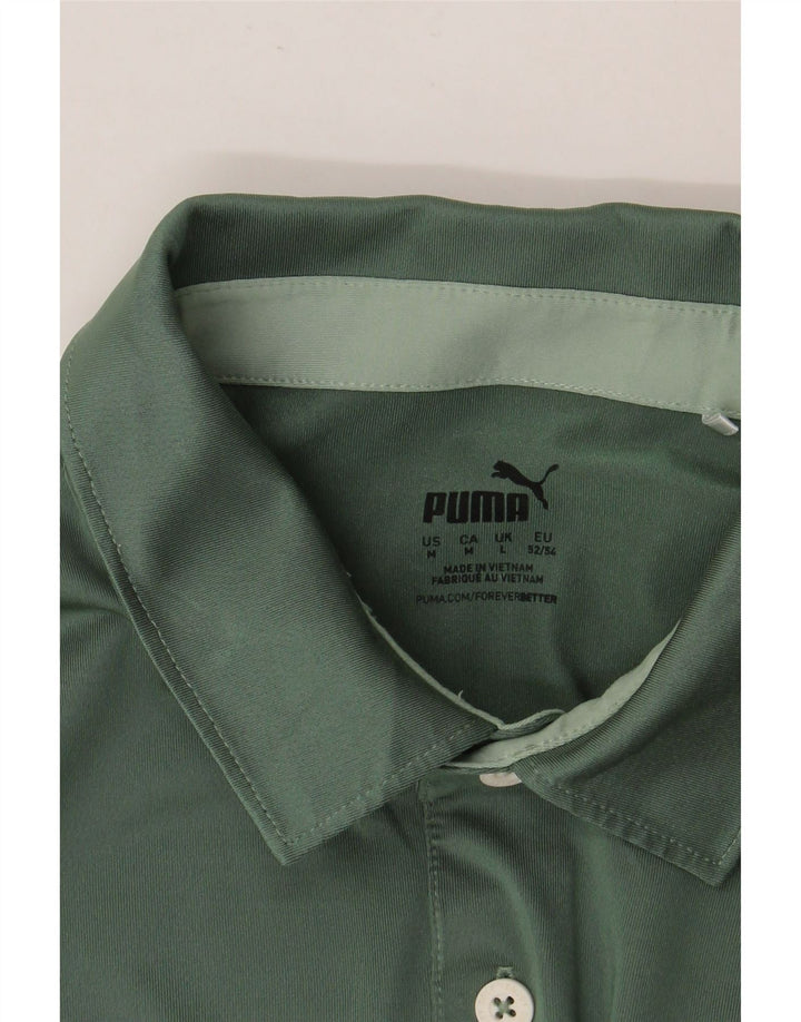 PUMA Polo skjorte til mænd, mellemgrøn stribet
