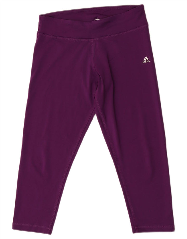 Adidas Dame Climalite Capri Leggings UK 8/10 Small Purple Polyester