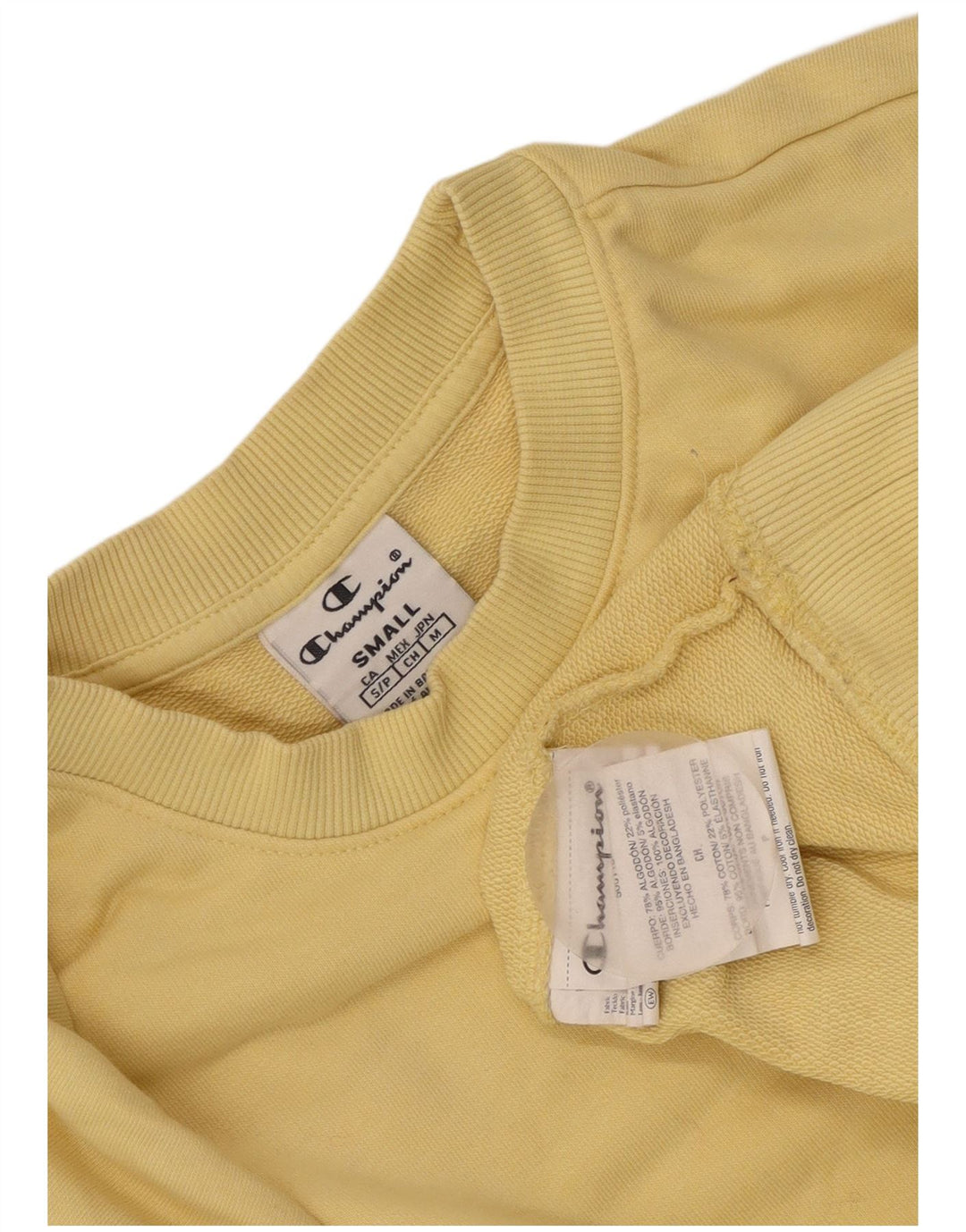 Champion Womens Oversized Sweatshirt Jumper UK 10 Lille gul bomuld