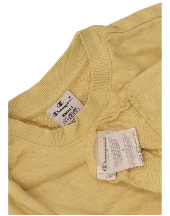 Champion Womens Oversized Sweatshirt Jumper UK 10 Lille gul bomuld