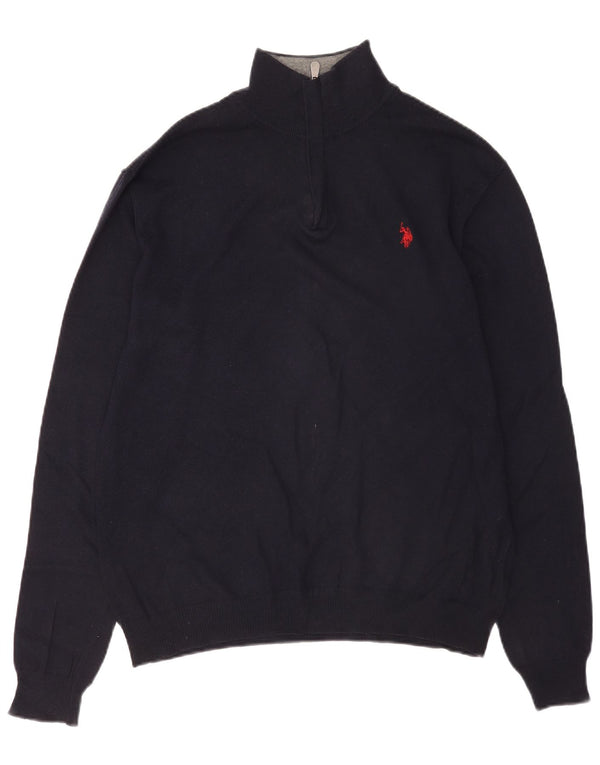 U.S. Polo Assn. Herre lynlås-hals sweater stor marineblå