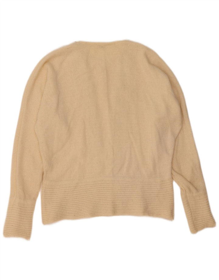 Vintage Dame Boat Neck Jumper Sweater IT 46 Large Off White Uld
