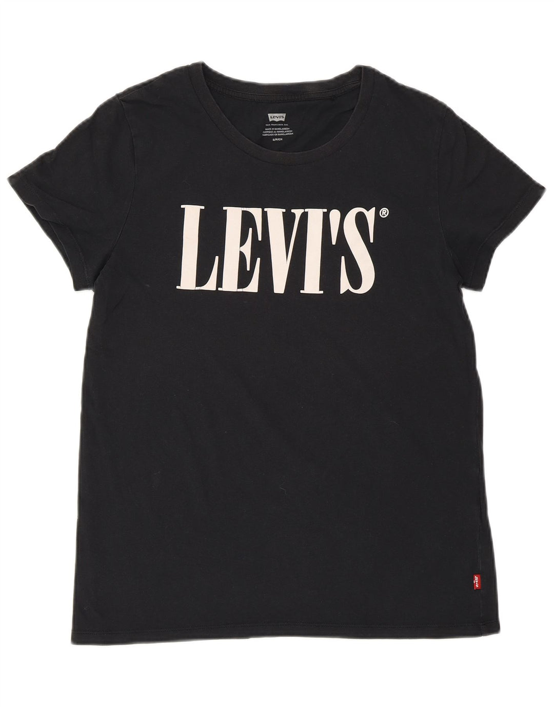 LEVI'S Dame Grafisk T-Shirt Top UK 10 Lille Sort
