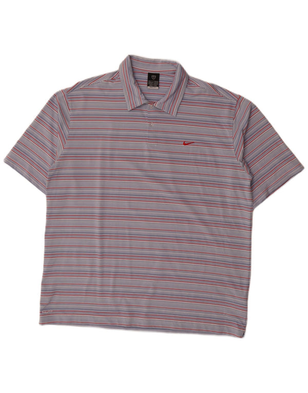 Nike poloskjorte til mænd UK 45/47 XL blå stribet polyester
