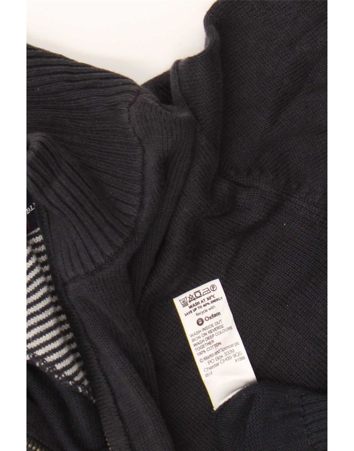 Marks & Spencer Herre sweater med lynlåshals mellem marineblå bomuld