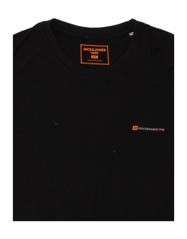 JACK & JONES Mens Core T-Shirt Top 2XL Black Vintage Jack & Jones and Second-Hand Jack & Jones from Messina Hembry 