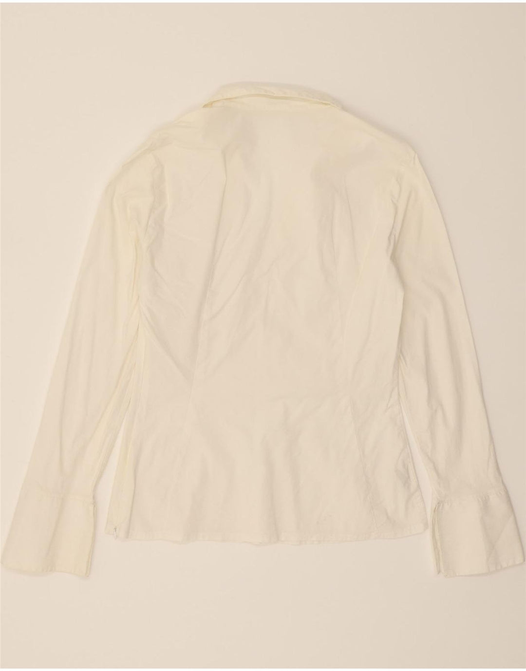BENETTON skjortebluse til kvinder UK 12 Medium hvid bomuld