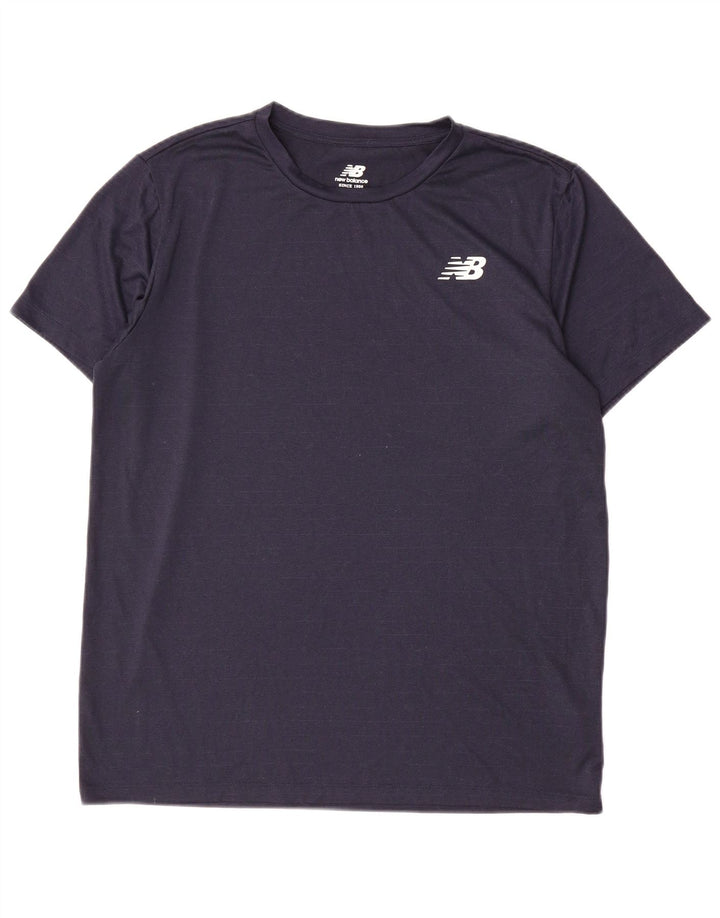 New Balance Herre T-Shirt Top Stor marineblå nålestribet polyester