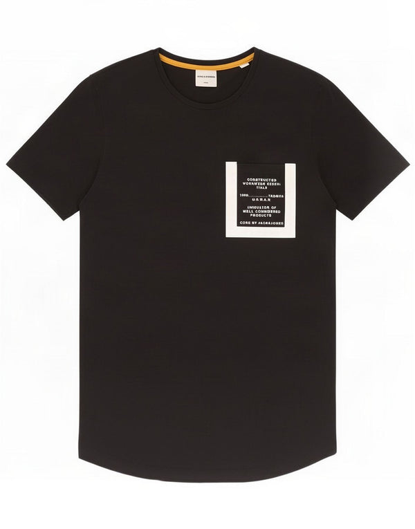 Jack & Jones Mens Graphic T-Shirt Top Small Black Cotton