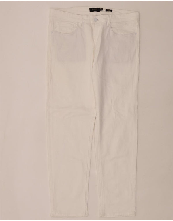 Massimo Dutti Mens Tapered Jeans EU 44 Large W34 L30 White Cotton